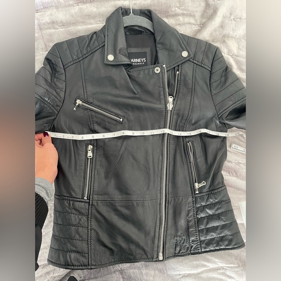 Barneys black 100% sheep leather jacket, size US 10 - Picture 8 of 10